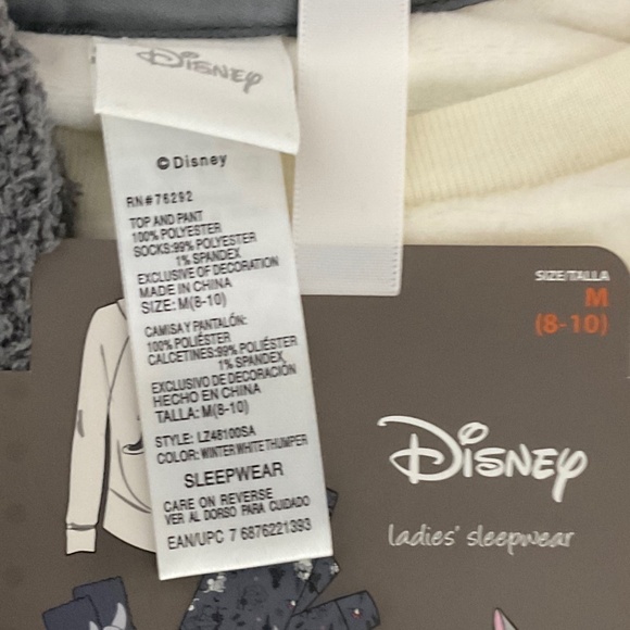 Disney pajama set women M medium 3 pieces top bottom and sucks puffy soft fleece - Picture 8 of 16